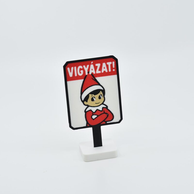 Vigyázat karácsonyi manó tábla